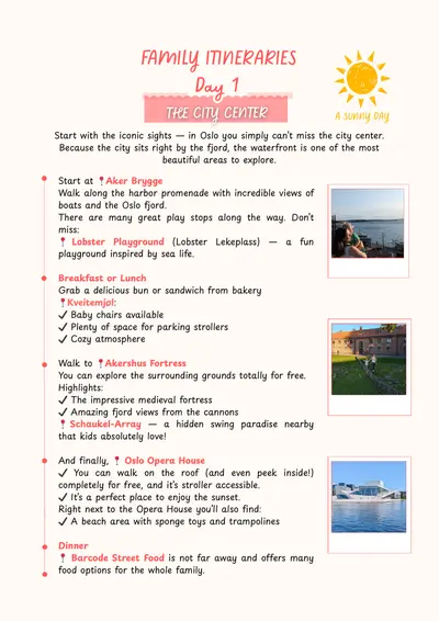 Sample itinerary from the Oslo Family Guide